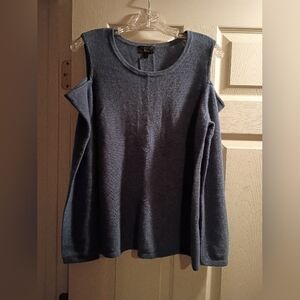 NWOT Charter Club 100% Cashmere Blue Cold Shoulder Sweater